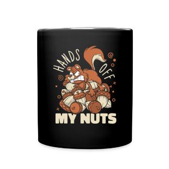Hands Off My Nuts Grauhörnchen Squirrel - Tasse einfarbig - Schwarz - Vorne