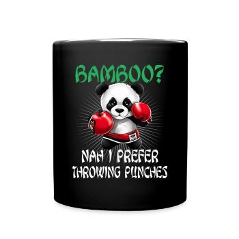 Panda Boxer Boxender Pandabär - Tasse einfarbig - Schwarz - Vorne