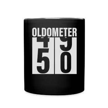 50ter Geburstag Oldometer - Tasse einfarbig - Schwarz - Vorne