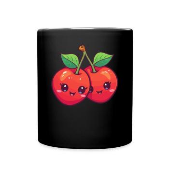 Kawaii cerise - Mug uni - noir - Devant