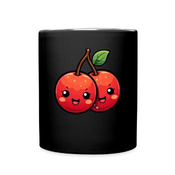 Kawaii cerise - Mug uni - noir - Devant