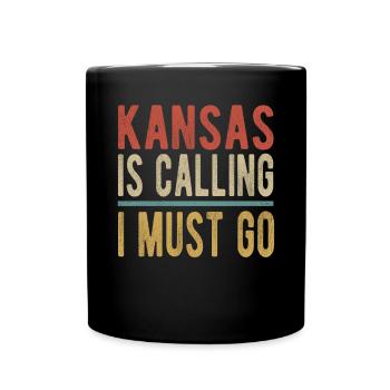 Kansas Ruft Ich Muss Gehen - Tasse einfarbig - Schwarz - Vorne