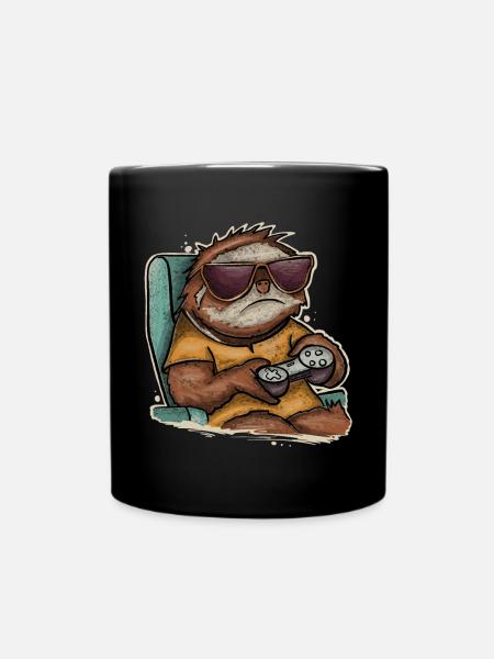 Gaming Gamer Faultier - Tasse einfarbig - Schwarz
