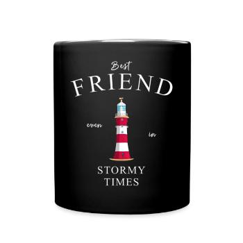 Bester Freund, beste Freundin, Leuchtturm England - Tasse einfarbig - Schwarz - Vorne