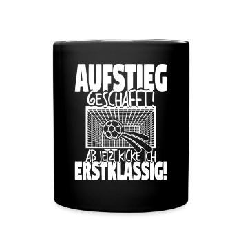 Einschulung Schulkind Fußball Schulanfang Geschenk - Tasse einfarbig - Schwarz - Vorne