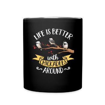 Bird Chickadee Bird Watching - Full Colour Mug - black - Front