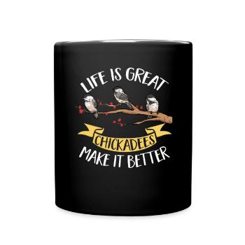 Bird Chickadee Bird Watching - Full Colour Mug - black - Front