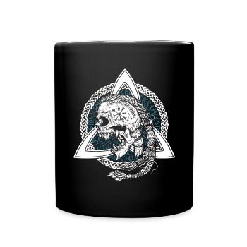 Occulte Viking Sorcières Symbole Runes Crâne Triskel - Mug uni - noir - Devant