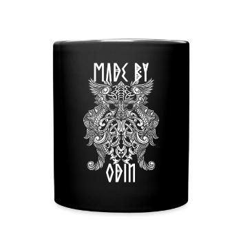 Lustiges Wikinger Design Made by Odin Spruch - Tasse einfarbig - Schwarz - Vorne