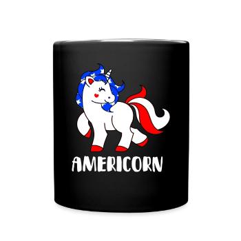 4. Juli Americorn - Tasse einfarbig - Schwarz - Vorne