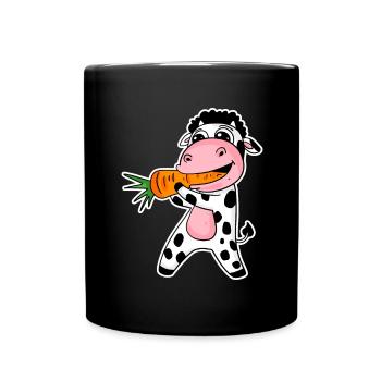 La vache mange la carotte - Mug uni - noir - Devant