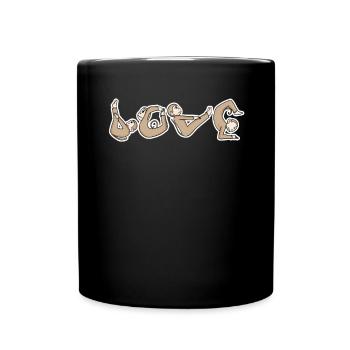 Affe LOVE Yoga - Tasse einfarbig - Schwarz - Vorne