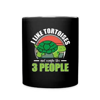 Retro Turtle I Like Tortoises And Maybe Like 3 Peo - Full Colour Mug - black - Front