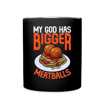Fliegendes Spaghettimonster FSM - Tasse einfarbig - Schwarz - Vorne