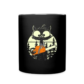 Chat avec tronçonneuse - Mug uni - noir - Devant