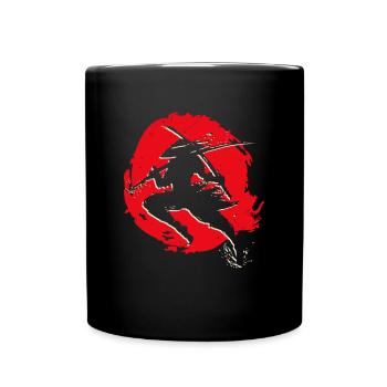 Samurai Krieger Schwert Japanisches Ninja - Tasse einfarbig - Schwarz - Vorne