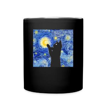 Van Gogh Painting Black Cat - Full Colour Mug - black - Front