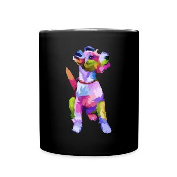 Fox Terrier colorful pop art portrait for dog owne - Full Colour Mug - black - Front