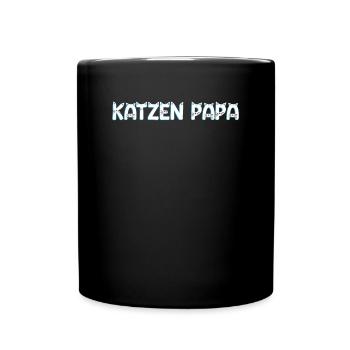 Katzen Papa - Tasse einfarbig - Schwarz - Vorne