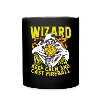 Zauberer Wirkt Feuerball - Tasse einfarbig - Schwarz - Vorne