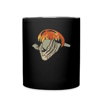 Skeletal hands forming a glass blob - - Full Colour Mug - black - Front