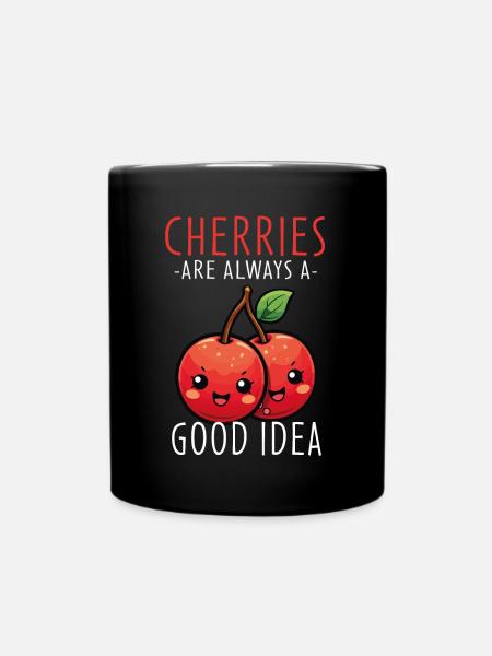 Cerises Kawaii - Mug uni - noir