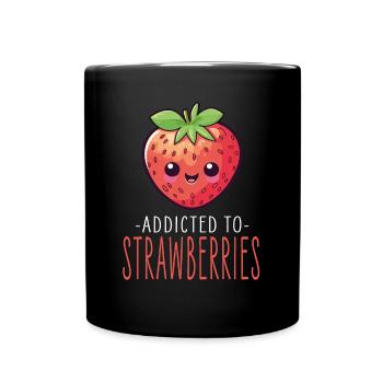 Fraise Kawaii - Mug uni - noir - Devant