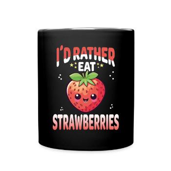 Fraises Kawaii - Mug uni - noir - Devant