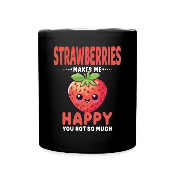 Fraise Kawaii - Mug uni - noir - Devant