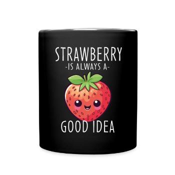 Fraise Kawaii - Mug uni - noir - Devant