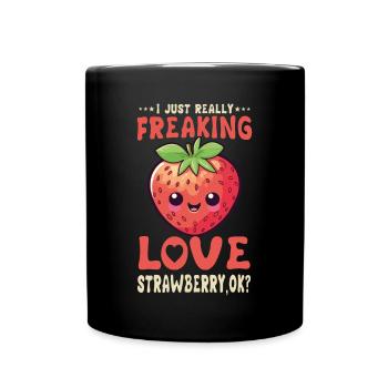 Fraise Kawaii - Mug uni - noir - Devant