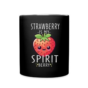 Fraise Kawaii - Mug uni - noir - Devant