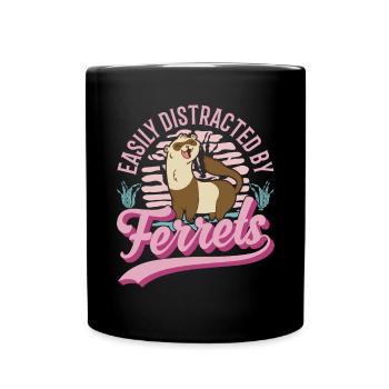 Facilement distrait par le furet de furet - Mug uni - noir - Devant