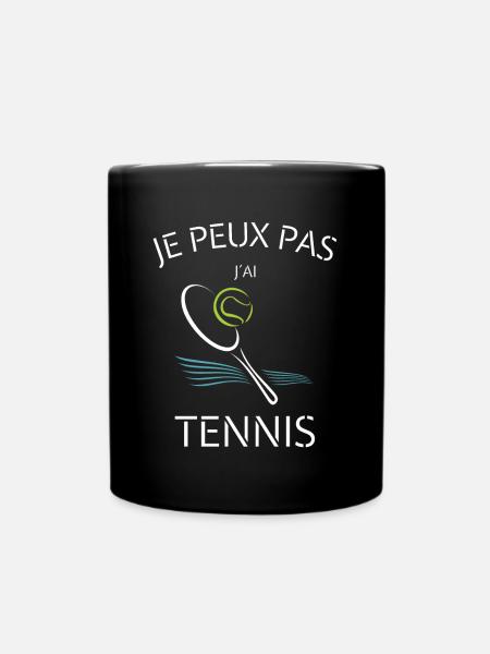 I CAN'T I HAVE TENNIS - Full Colour Mug - black