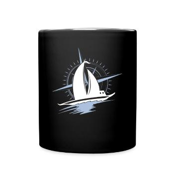 Kompass Windrose Navigation Segeln - Tasse einfarbig - Schwarz - Vorne
