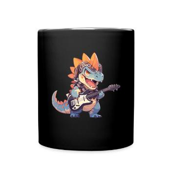 Dino Baby Dinosaur Rock And Roll Dino Guitar - Full Colour Mug - black - Front