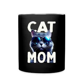 Cat Mom, Cats, Mom Cat, Mother's Day, Cat - Full Colour Mug - black - Front