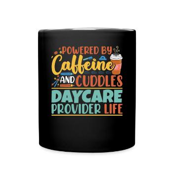 Powered By Caffeine And Cuddles - Full Colour Mug - black - Front
