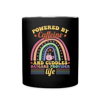 Powered By Caffeine And Cuddles - Full Colour Mug - black - Front