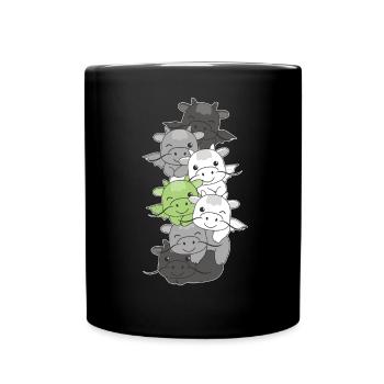 Agender Flag Pride LGBTQ Cute Dragon Stack - Full Colour Mug - black - Front