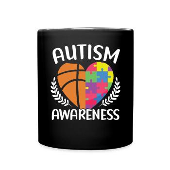 Autism Basketball Autism Warrior Basketball Player - Full Colour Mug - black - Front