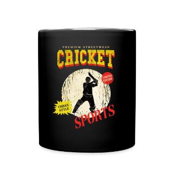 Cricket Cricketer Batsman Sport Vintage - Full Colour Mug - black - Front