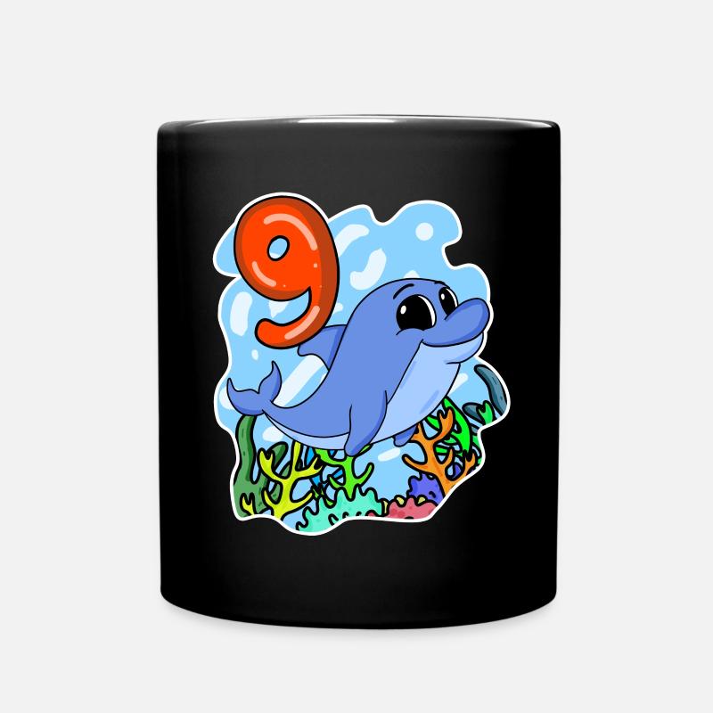 9. Geburtstag Motiv Delfin - neun Jahre - Tasse einfarbig - Schwarz