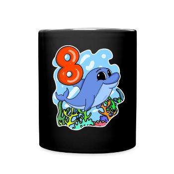 8ème anniversaire Motif Dolphin - huit ans - Mug uni - noir - Devant