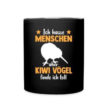 Kiwi Vogel finde ich toll Neuseeländischer Kiwi - Tasse einfarbig - Schwarz - Vorne