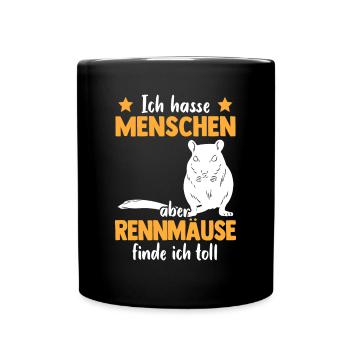 Rennmaus finde ich toll Nagetier Gerbil - Tasse einfarbig - Schwarz - Vorne