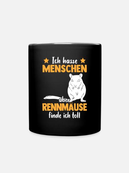 Rennmaus finde ich toll Nagetier Gerbil - Tasse einfarbig - Schwarz
