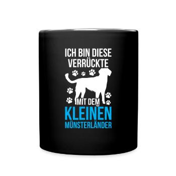 La folle avec les Kleiner Münsterländer - Mug uni - noir - Devant