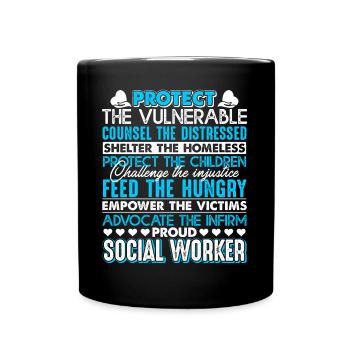 Social Worker Proud Social Worker - Full Colour Mug - black - Front