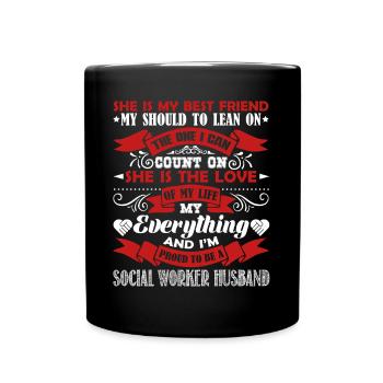 Social Worker Proud Social Worker Husband - Full Colour Mug - black - Front